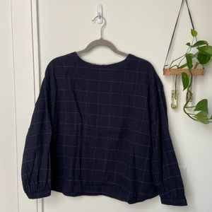 Blue French-style Checkered Shirt